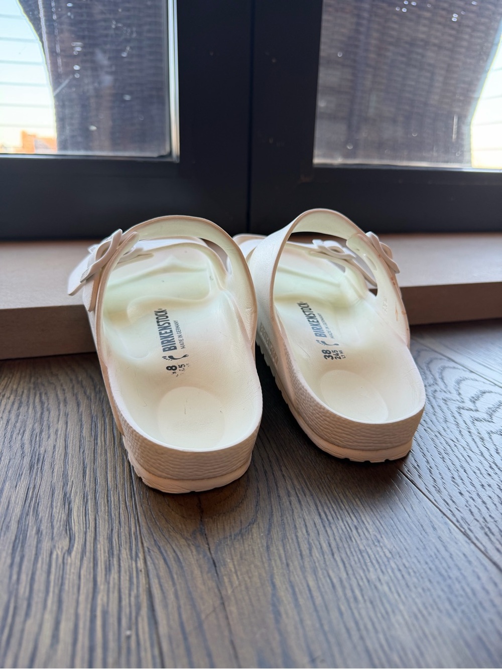 Birkenstock Arizona Essentials EVA White Double-Buckle Slide Sandals - Size 7 - Picture 8 of 9